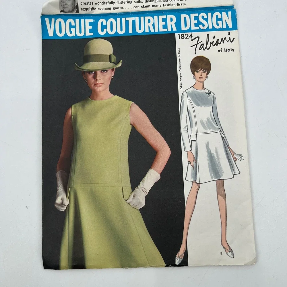 Vogue Couturier Design‎ 1824 Alberto Fabiani 60s Dress Pattern Size 12